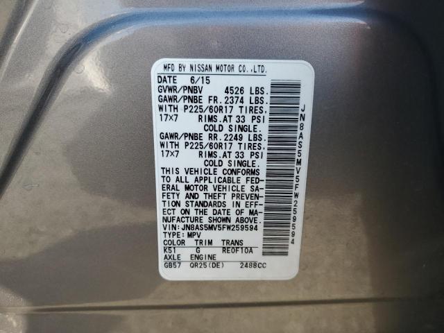 2015 NISSAN ROGUE SELE JN8AS5MV5FW259594