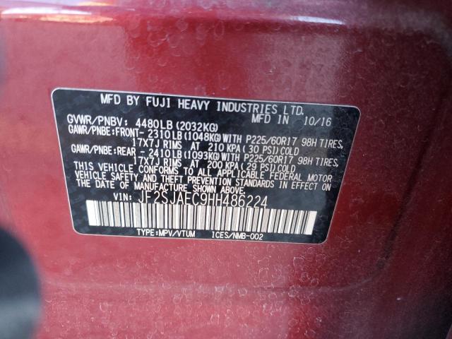2017 SUBARU FORESTER 2 JF2SJAEC9HH486224