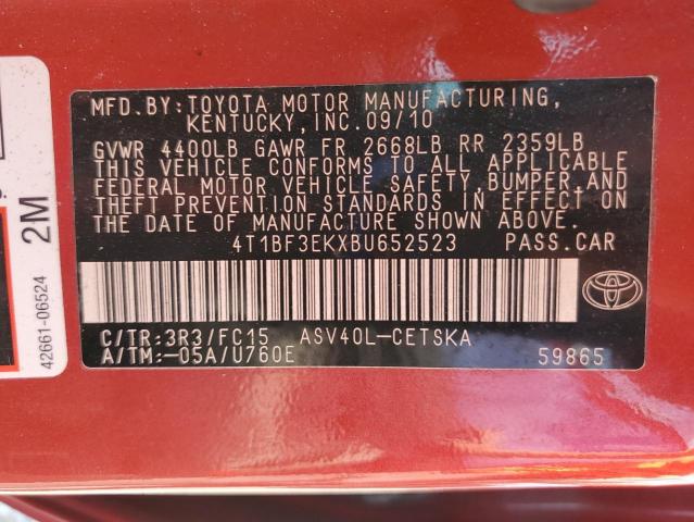 2011 TOYOTA CAMRY BASE - 4T1BF3EKXBU652523