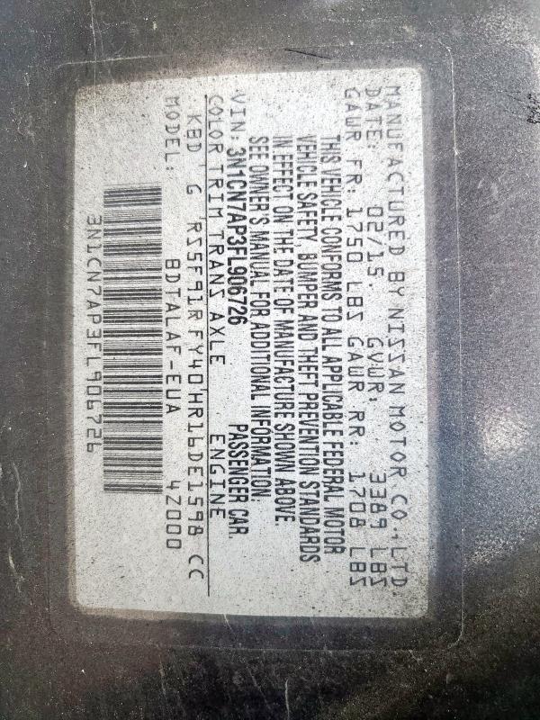 2015 NISSAN VERSA S - 3N1CN7AP3FL906726