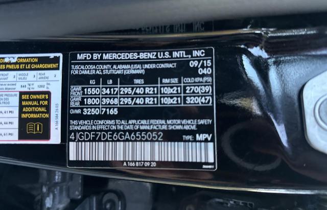2016 MERCEDES-BENZ GL 550 4MA 4JGDF7DE6GA655052