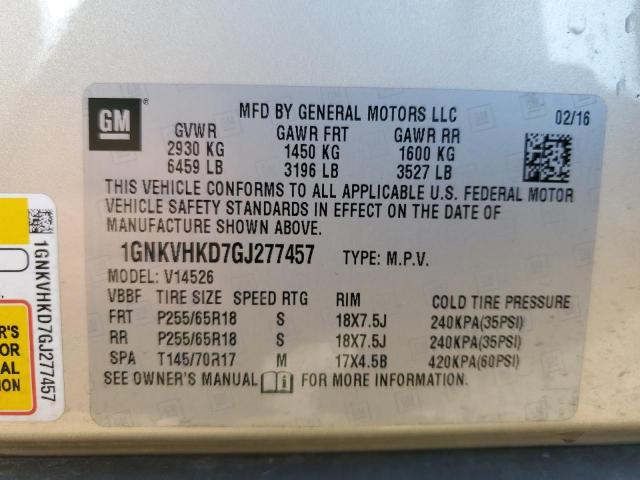 2016 CHEVROLET TRAVERSE L 1GNKVHKD7GJ277457