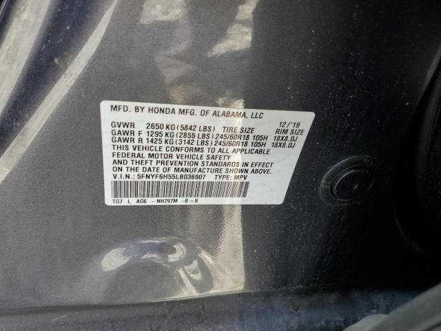 2020 HONDA PILOT EXL 5FNYF6H55LB036907