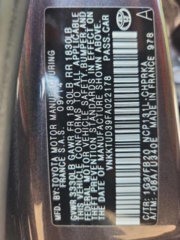 2015 TOYOTA YARIS VNKKTUD39FA022178