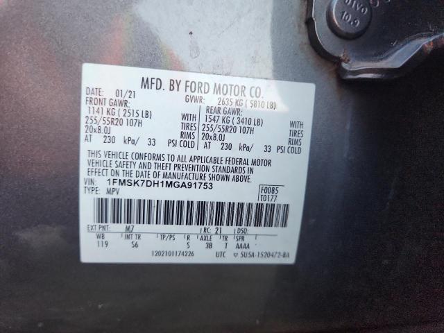 2021 FORD EXPLORER XLT #3301595629