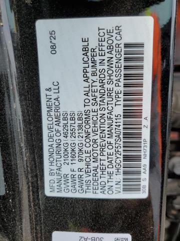 2025 HONDA ACCORD HYBRID SPORT 1HGCY2F57SA074115