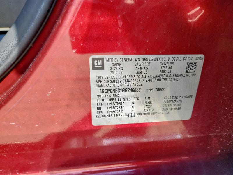 2016 CHEVROLET SILVERADO - 3GCPCREC1GG246686