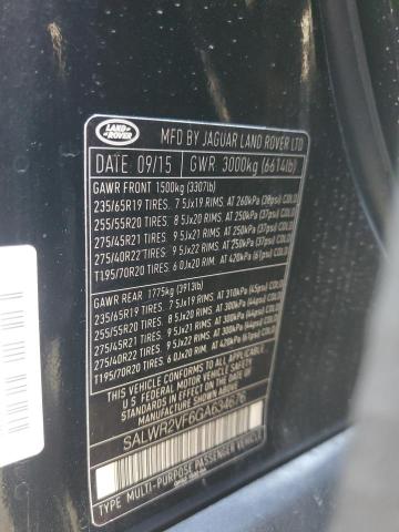 2016 LAND ROVER RANGE ROVER SPORT HSE SALWR2VF6GA634676