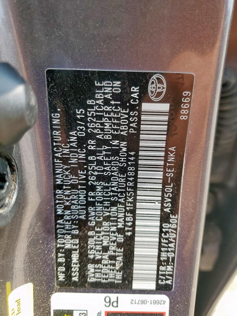 2015 TOYOTA CAMRY LE 4T4BF1FK5FR488144