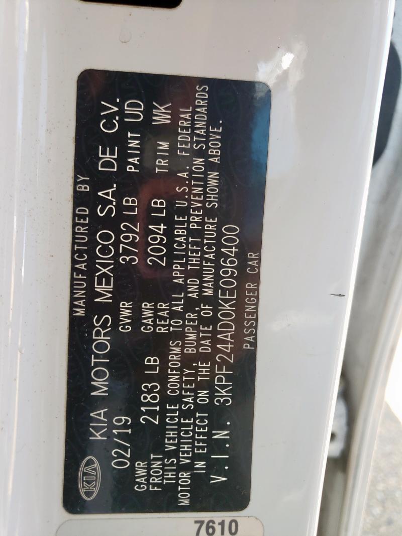 2019 KIA FORTE FE 3KPF24AD0KE096400