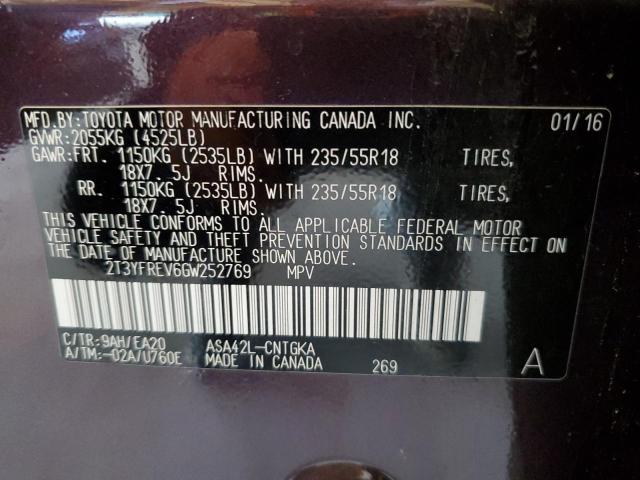 2016 TOYOTA RAV4 LIMIT 2T3YFREV6GW252769