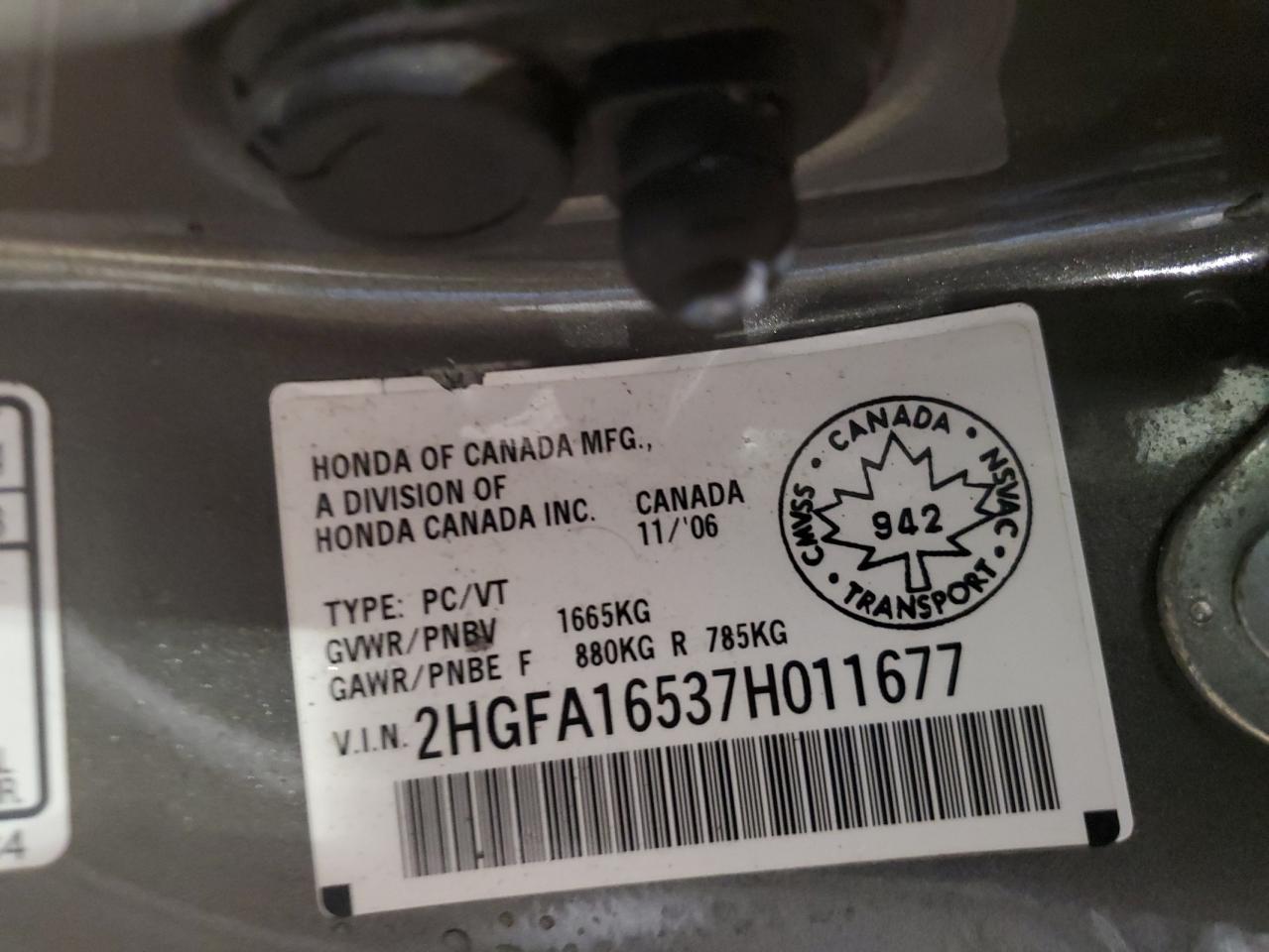 Lot #3302694029 2007 HONDA CIVIC LX