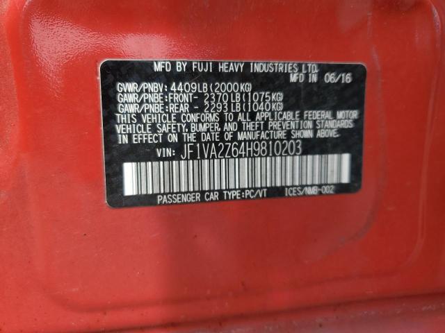 2017 SUBARU WRX STI LI JF1VA2Z64H9810203