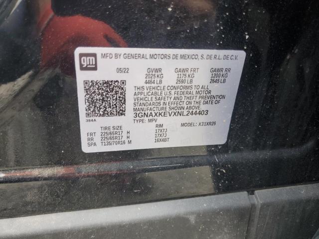 2022 CHEVROLET EQUINOX LT 3GNAXKEVXNL244403