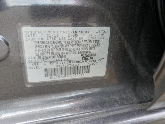 2015 NISSAN VERSA S 3N1CN7AP3FL900747