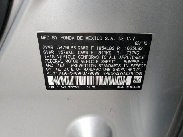 2015 HONDA FIT EX 3HGGK5H89FM778689
