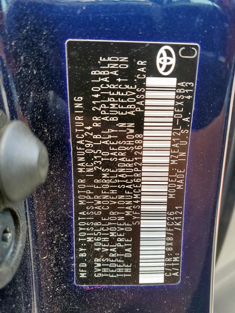 2024 TOYOTA COROLLA SE - 5YFS4MCE6RP212688