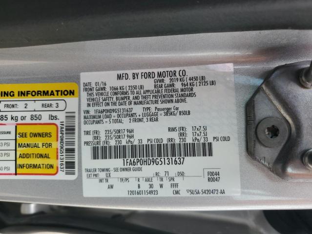 2016 FORD FUSION SE 1FA6P0HD9G5131637