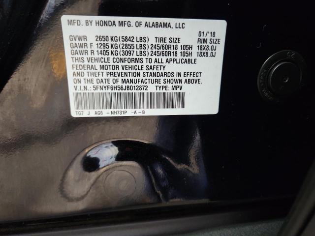 2018 HONDA PILOT EXL 5FNYF6H56JB012872