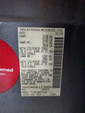 2018 NISSAN MURANO S 5N1AZ2MG0JN123004