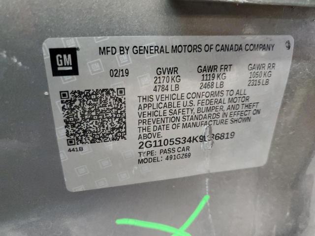 2019 CHEVROLET IMPALA PRE 2G1105S34K9136819