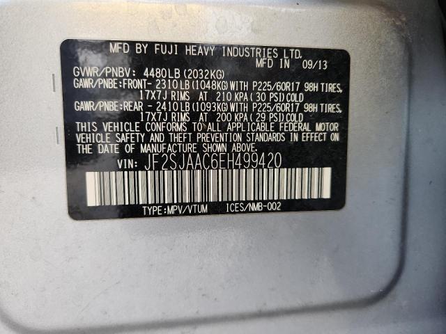 2014 SUBARU FORESTER 2 - JF2SJAAC6EH499420