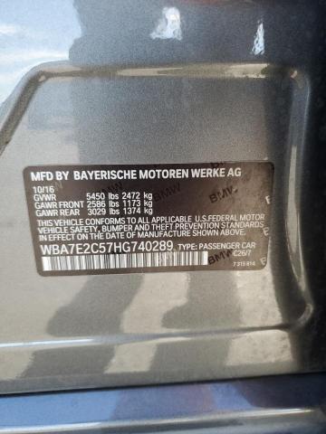 2017 BMW 740 I WBA7E2C57HG740289