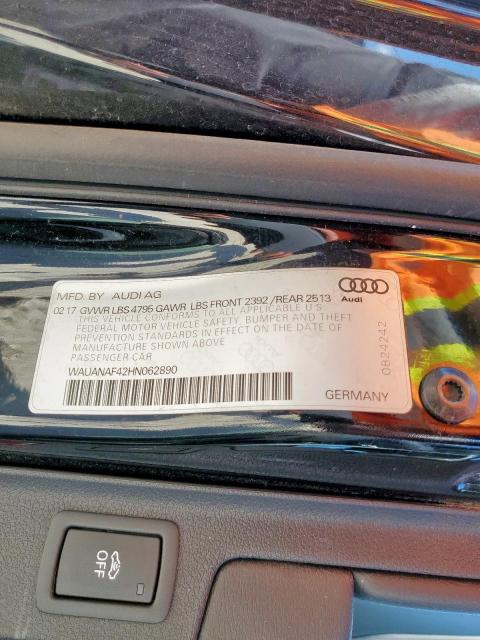 2017 AUDI A4 PREMIUM - WAUANAF42HN062890