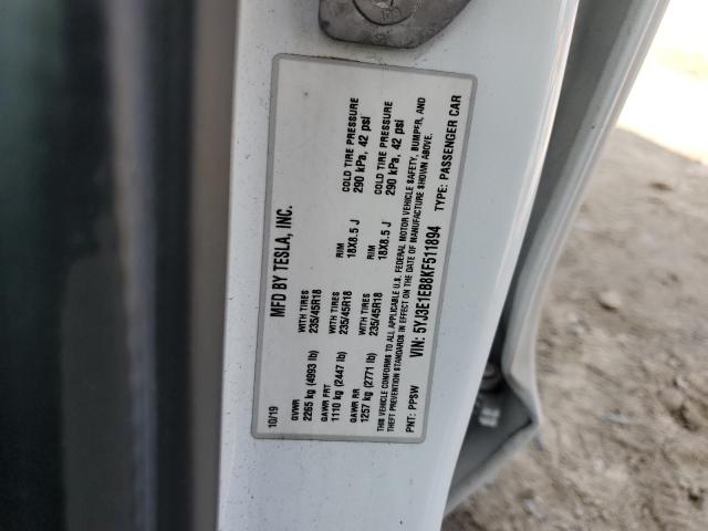 2019 TESLA MODEL 3 5YJ3E1EB8KF511894
