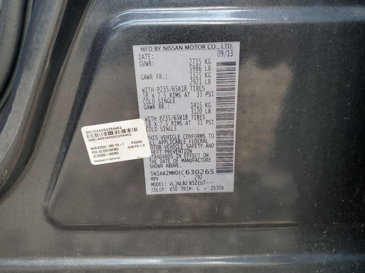 Lot #3301657629 2014 NISS PATHFINDER S