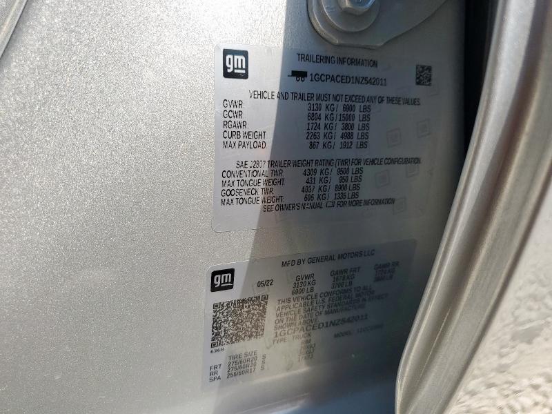 2022 CHEVROLET SILVERADO - 1GCPACED1NZ542011