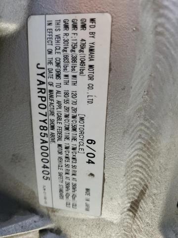 2005 YAMAHA FJR1300 JYARP07Y85A000405