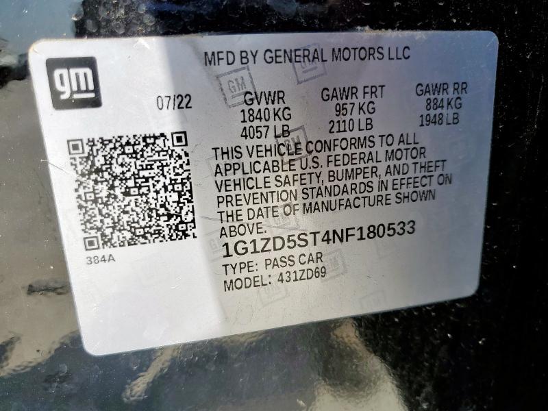 2022 CHEVROLET MALIBU LT 1G1ZD5ST4NF180533