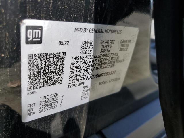 2022 CHEVROLET TAHOE K150 - 1GNSKNKD6NR292327