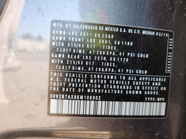 2019 VOLKSWAGEN TIGUAN SE 3VV2B7AX8KM106902