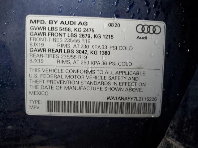 2020 AUDI Q5 PREMIUM WA1ANAFY7L2116226