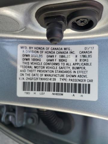 2017 HONDA CIVIC EX 2HGFC2F7XHH514139