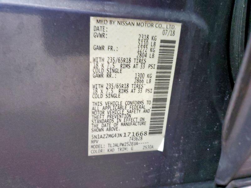 2018 NISSAN MURANO S 5N1AZ2MG4JN171668