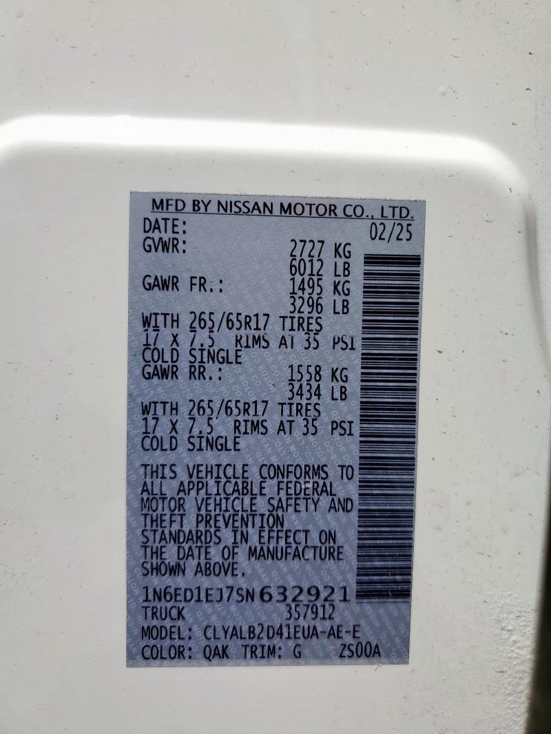 2025 NISSAN FRONTIER S 1N6ED1EJ7SN632921