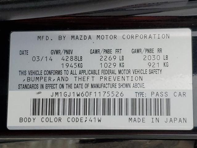 2015 MAZDA 6 GRAND TOURING JM1GJ1W60F1175526