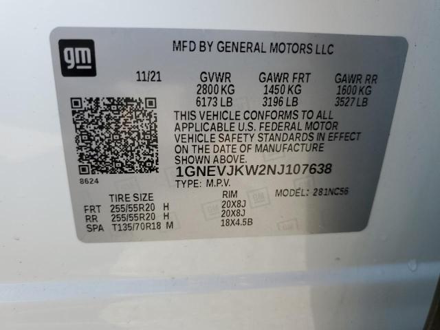 2022 CHEVROLET TRAVERSE RS 1GNEVJKW2NJ107638