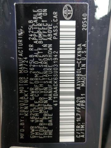 2025 TOYOTA CAMRY XSE 4T1DAACK6SU031942