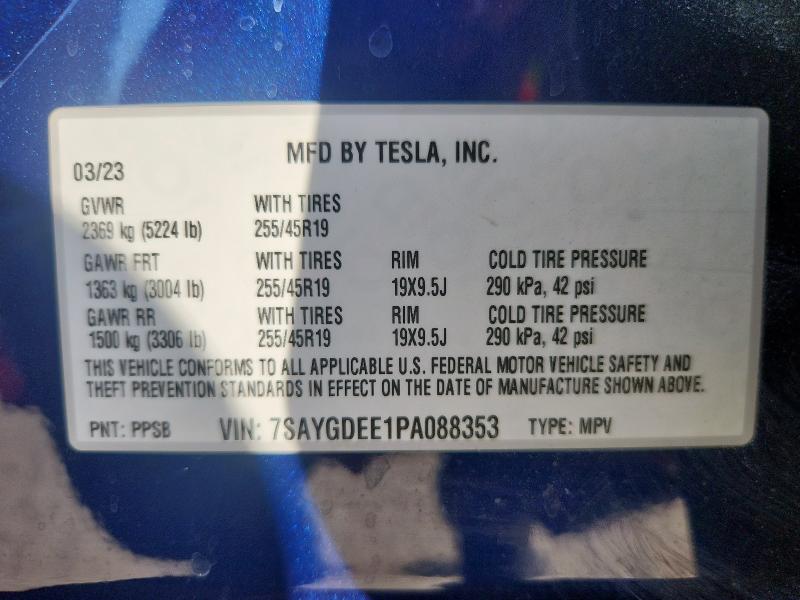 2023 TESLA MODEL Y - 7SAYGDEE1PA088353