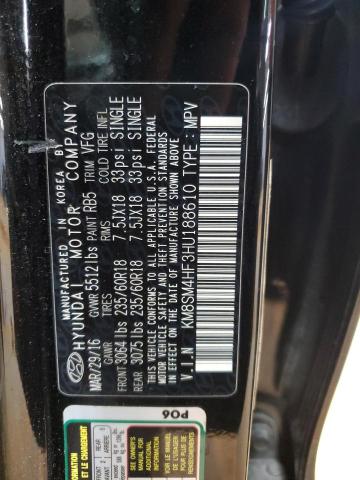 2017 HYUNDAI SANTA FE SE KM8SM4HF3HU188610