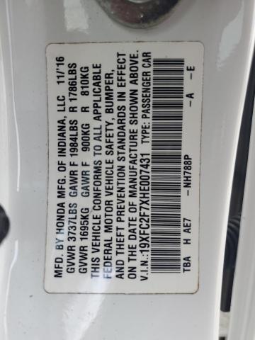 2017 HONDA CIVIC EX 19XFC2F7XHE007431