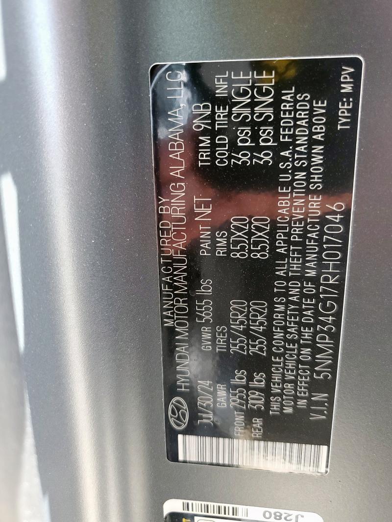 2024 HYUNDAI SANTA FE L 5NMP34G17RH017046