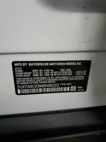 2021 BMW X5 XDRIVE4 5UXTA6C03M9H96223