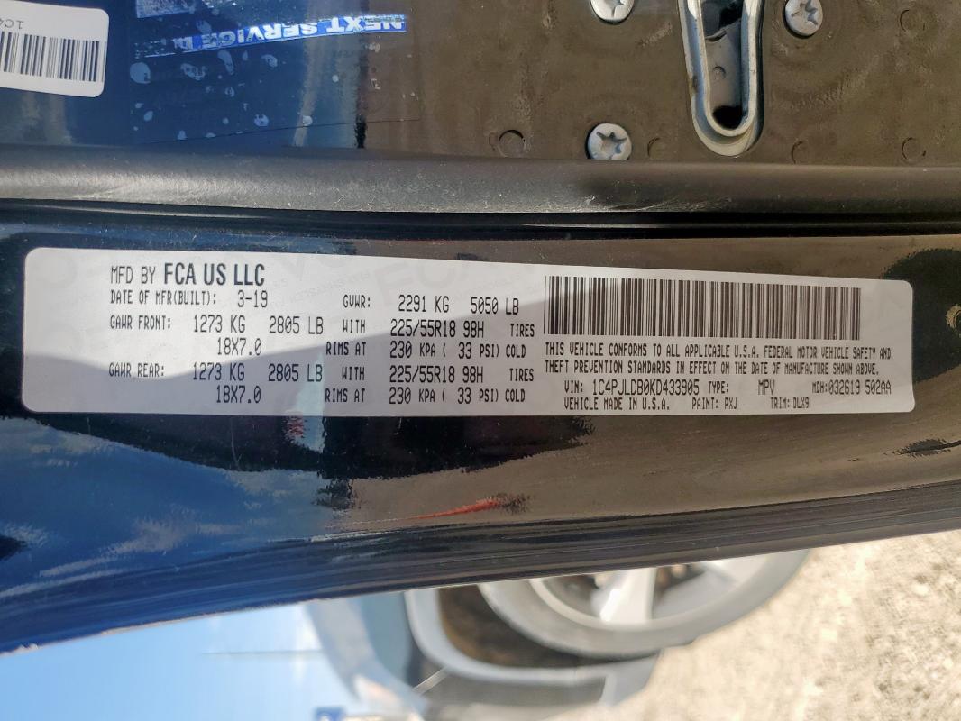 2019 JEEP CHEROKEE L 1C4PJLDB0KD433905