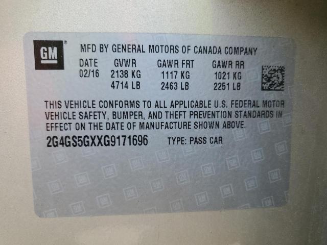 2016 BUICK REGAL PREM 2G4GS5GXXG9171696
