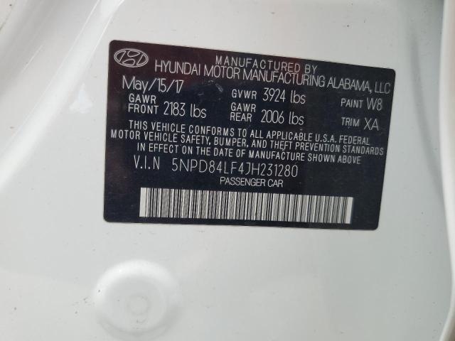 2018 HYUNDAI ELANTRA SEL 5NPD84LF4JH231280